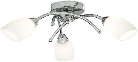 Modern Chrome 3 Light Semi Flush Ceiling Light with Opal Glass Shades -8183CC