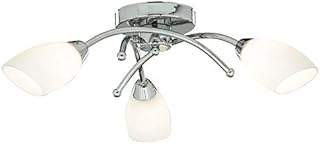 Modern Chrome 3 Light Semi Flush Ceiling Light with Opal Glass Shades -8183CC