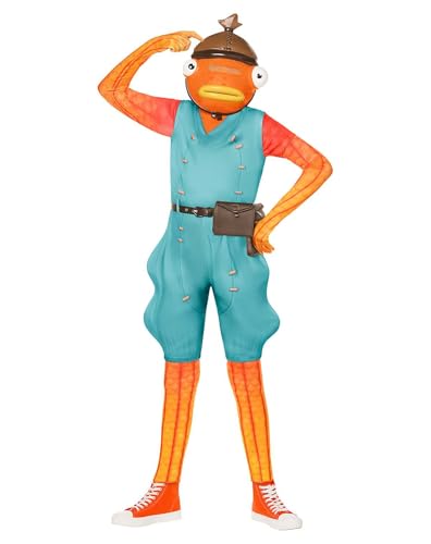 Spirit Halloween Fortnite Youth Fishstick Costume Officially licensed Gaming Fishstick Skin Outfit Boys Size CHILD SMALL Standard Multicolor