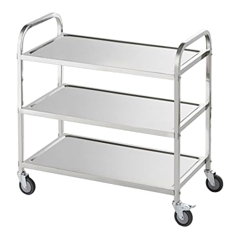 Movian Carro de servicio de 3 niveles, acero inoxidable Cover
