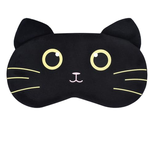 Lindo Antifaz de Animales para Niños–Antifaz para Dormir Suave y Ajustable– Antifaz de Dibujos Animados– Antifaz para Niños (Negro)