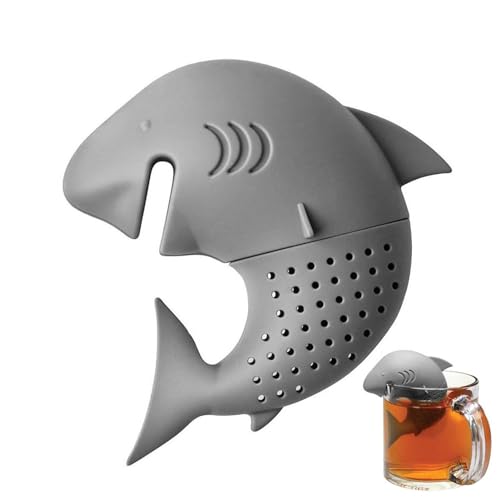 Fukamou Colino da tè squalo, infusore per tè agli animali - Colino da tè a foglie sfuse - Ftri per tè a foglie sfuse, simpatica ftrante per tè in sicone, divertente ftro per tè a