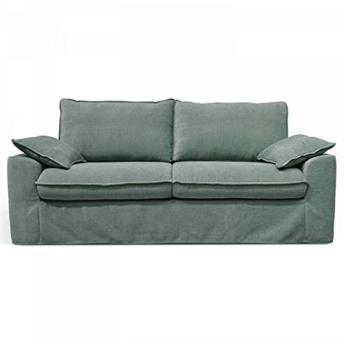 Preisvergleich Produktbild Oviala Sofa aus strukturiertem Stoff, 3-Sitzer, Grün / Grau