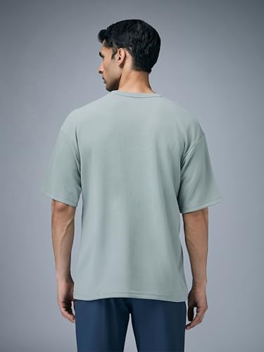 Image of TECHNOSPORT Men Printed Oversized Round Neck T-Shirt with COTFLEX, Dry Fit Sports Tee, Oversized Activewear T-Shirt for Gym, Running, Sports & Casual Wear