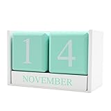 YUUFUU Wooden Perpetual Desk Calendar Blocks, Cute Desk Accessories Wood Desktop Calendar Month Date Display Home Office Desk Decor Gifts for Women Men (Mint Green)