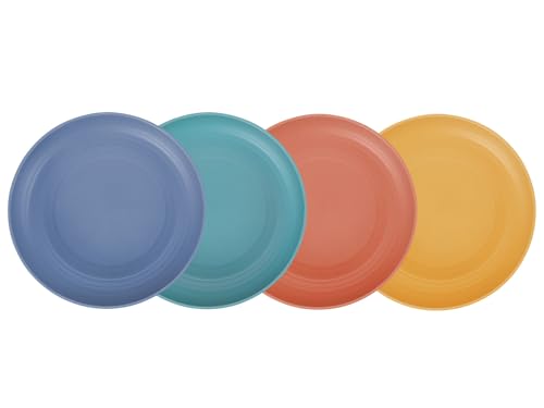 Image of 7.8 Inches Unbreakable Wheat Straw Plates - Reusable Plate Dinner Set - Dishwasher & Microwave Safe - Healthy, BPA Free & Eco-Friendly (7.8 Inches /4 Color H)