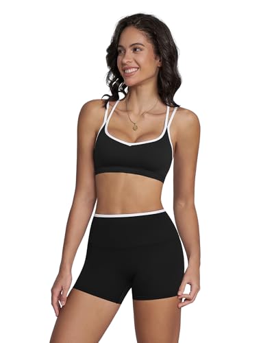 Sujetador deportivo para mujer y pantalones cortos de cintura alta en conjunto de ropa de yoga de dos piezas
