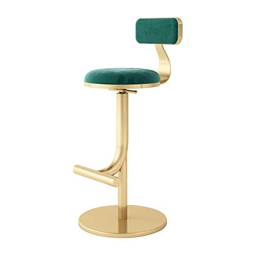 Taburetes de bar modernos de terciopelo con altura ajustable y respaldo para encimera de cocina, elegantes sillas altas con patas doradas en verde, rosa y rojo