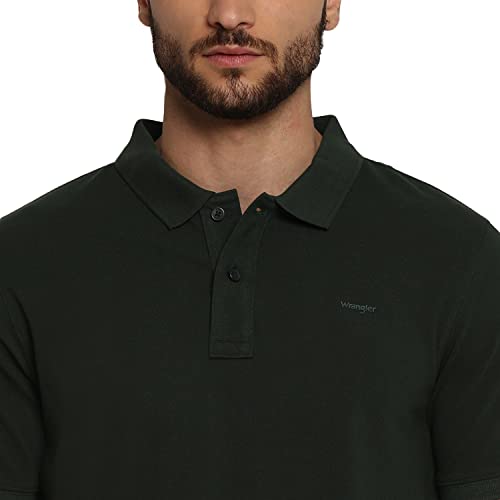 Image of Wrangler Dk Green Classic Regular Fit Polo Tshirt