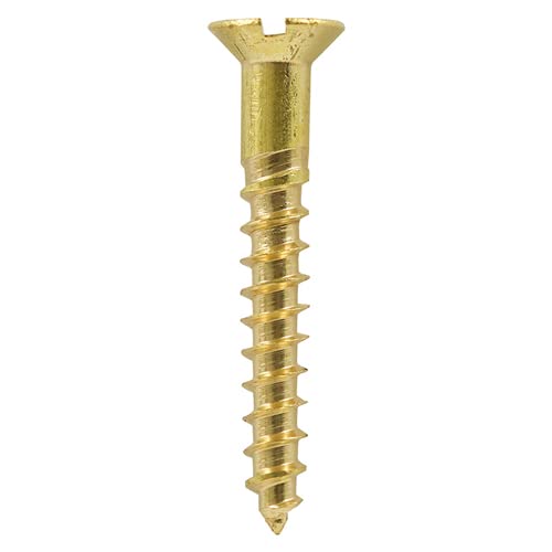 3x12 mm (4x1/2) brass countersunk slotted head screw (Pack of 20, 50, 100) (50), Gold