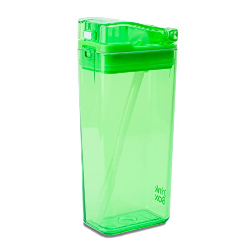 Precidio Design Drink in The Box Eco-Friendly Reusable Juice Box Container, 12 Ounce, Green
