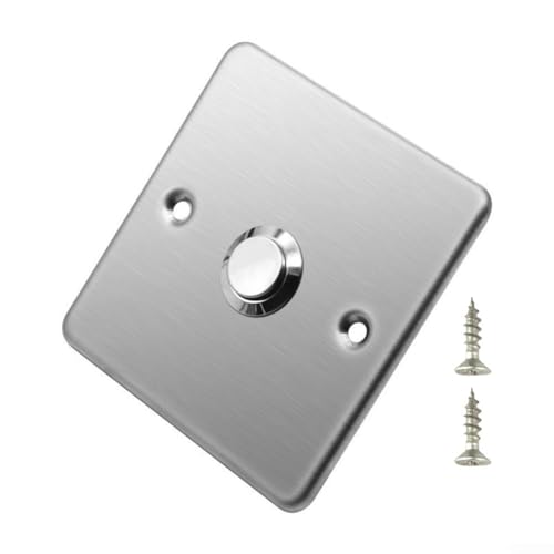 Panel de timbre con interruptor, timbre de puerta con botón en blanco, panel de timbre de acero inoxidable 220-250 V para hogares, oficinas, hoteles (plateado)