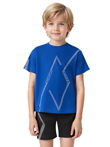 YEAHDOR Kids Boys 2 Piece Quick Dry Sport Set Moisture Wicking Short T-shirts with Shorts for Football Running