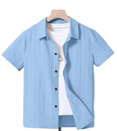 Image of Vikita Enterprise Devansh Cotton Stylish Boys Shirts Regular Fit Hawaiian Sugarcane Strips Popcorn Plain Unisex Shirt