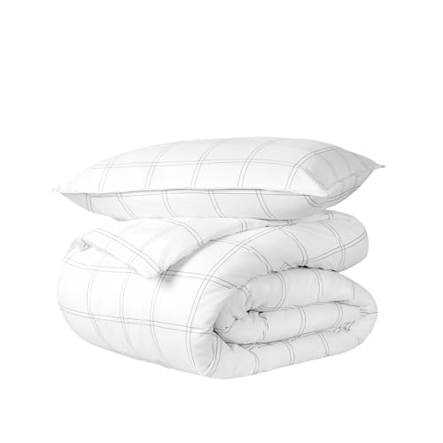 Bare Home Duvet Cover Set (Twin/Twin XL, Modern Plaid - White/Grey)