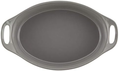 Rachael Ray Solid Glaze Ceramics Bakeware / Baking Pan, Oval - 2.5 Quart, Gray - Thumbnail 2