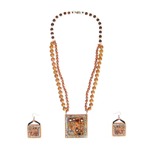 Image of AAKRITI ART CREATIONS Handcrafted Women's Jewelry Set - Ethnic Necklace and Earrings, Fashion Accessories for Special Occasions & Celebrations