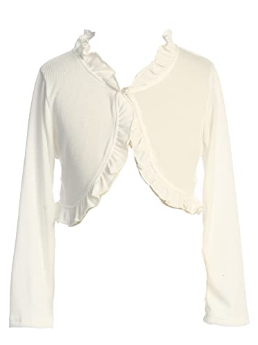 Little Girls Long Sleeve Open Front Shrug Kids Button Cardigan Knit Sweater