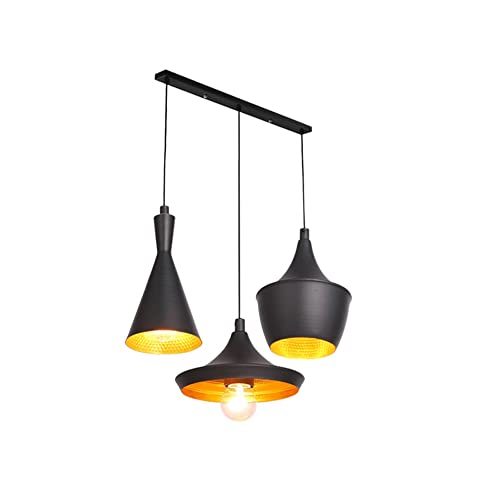 Chandelier E27 3 lampes avec plaque longue et suspension réglable en hauteur
