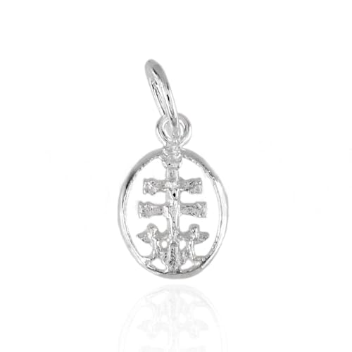 Minoplata Medalla ovalada Cruz de Caravaca de Plata de ley 13x9mm
