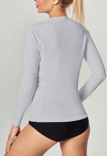Image of IUGA Rash Guard for Women UPF 50+ SPF UV Protection Long Sleeve Workout Tops with Pockets Dry Fit Hiking Swim Shirt