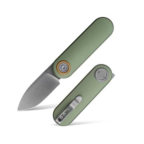 Image of Vosteed Corgi V Pocket Knife - 2.36 inch 14C28N Stonewash Blade - Patented Vanchor Lock, Green Aluminum Handle - EDC Knife Hiking Folding Knife - A3702