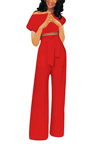 red two piece pants set