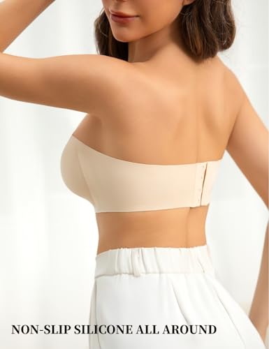 Strapless Bras for Women Nude Bra Push Up Women's Tube Top Bandeau Bra Bralette Plus Size Wireless Non-Slip Padded3
