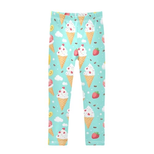 Ice Cream Strawberry Banana Girls Leggings Soft Stretch Workout Yoga Dance Pants for Kids Casual Tights