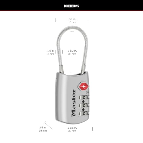 Image of Master Lock Set Your Own Combination TSA Approved Luggage Lock, Silver, 2 Pack, 4688SLVEC2