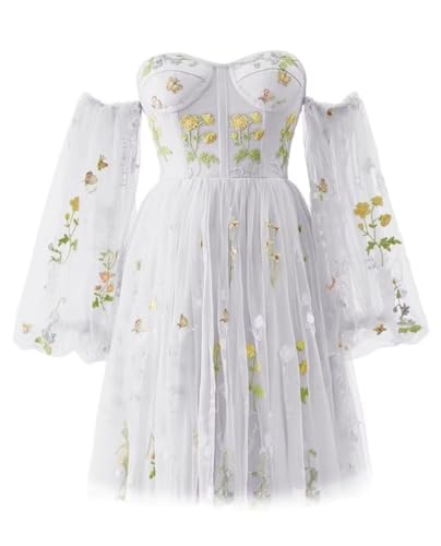 Robe de soirée en tulle Blanc B taille 52 avec broderie florale