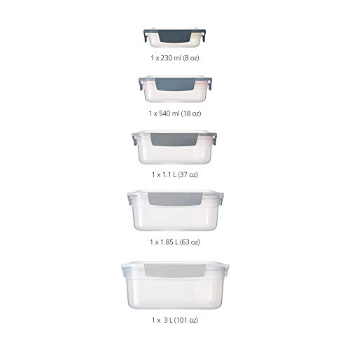 Image of Joseph Joseph Nest Lock Plastic BPA Free Food Storage Container Set with Lockable Airtight Leakproof Lids, 10-Piece, Sky