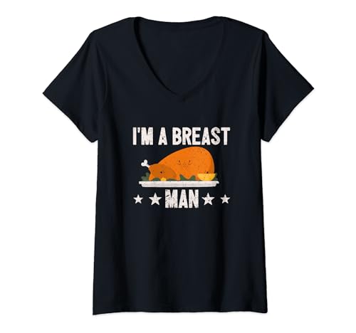 I'm A Breast Man Herbst Thanksgiving Day Türkei Herbst Urlaub T-Shirt mit V-Ausschnitt