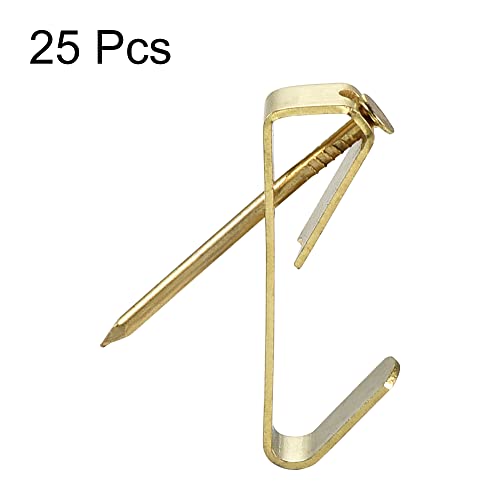 Image of uxcell Picture Hangers, 25Pcs 27mm /1.06 inch, Photo Frame Hanging Hooks Kit for Wall Mounting with Nails