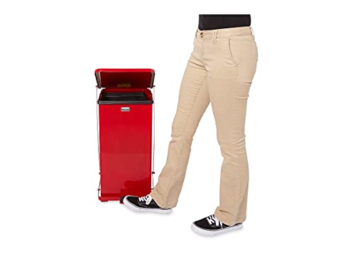 Image of Rubbermaid Commercial Products Defenders Biohazard Steel Trash Can Step-On 4 GAL Red Hospital /Doctor's Office /Healthcare Facilities