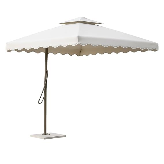 Image of 10ft Square Cantilever Umbrella with Crank | Waterproof Offset Hanging Patio Umbrella with Double Roof | Outdoor Sunshade for Garden, Balcony & Restaurant, Terrace & Poolside