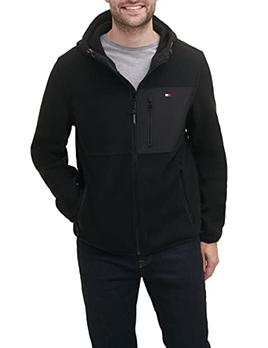 Lista de Tommy Hilfiger - los más vendidos. 41 Tommy Hilfiger - chamarra de forro polar con capucha para hombre, Medios mixtos negro/negro, M