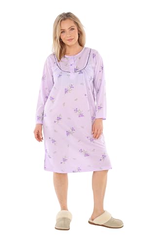 Schuerzenfabrik - Camisones de manga corta para mujer, color azul, rosa, morado, naranja, con botones, Camisón Manga Larga Púrpura, XXXL