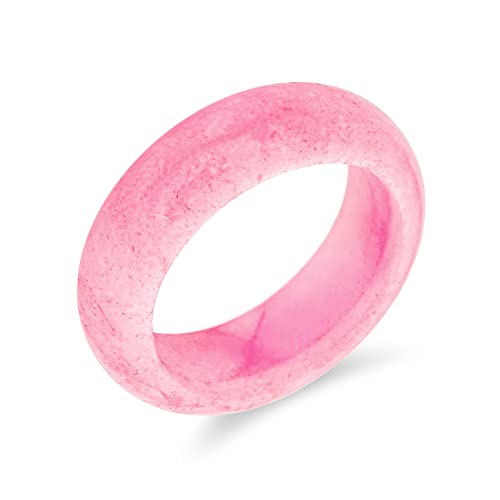 Bling Jewelry Simple Solid Dome Gemstone Eternity Stackable Dyed Rosy Pink Jade Band Ring For Women For Teen August Birthstone