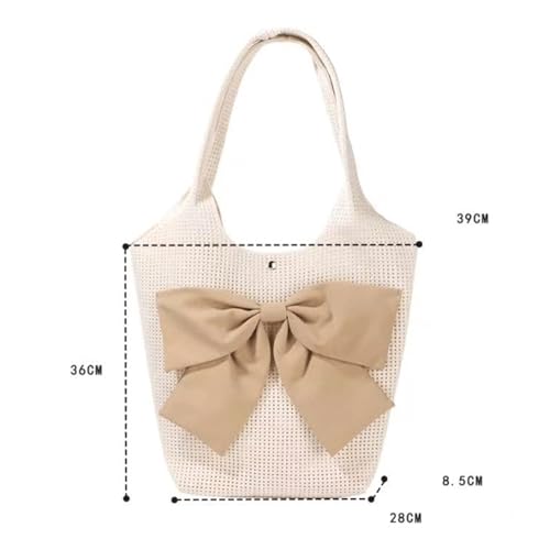 Bow Purse Mesh Bow Tote Bag Cute Bucket Bags Shoulder Bag with Bowknot Large Handbag Trendy Gift for Women3
