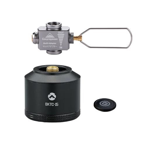 CAMPINGMOON Refillable Gas Canister Empty Pocket Tank for Gas Lantern Backpacking Camping 15g w/ Gas Transfer Adapter Z15 Black BKTC-15/Z15