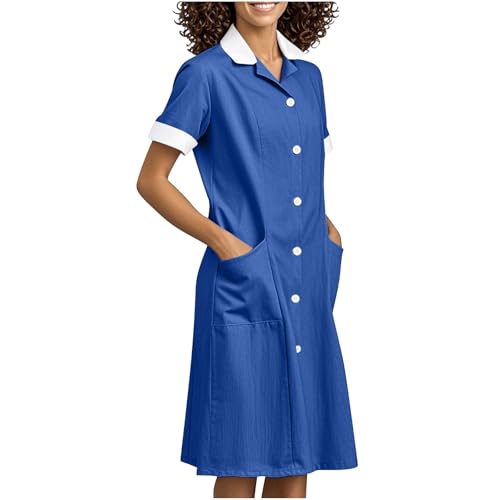 knee length dresses for ladies Alitha Housekeeping Dress Navy – Hotel Uniform Shop