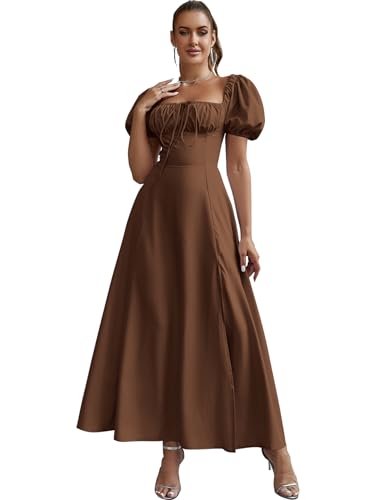 Image of KUTUMAI Women Summer Puff Sleeve Off Shoulder Floral Flowy Long Maxi Dress