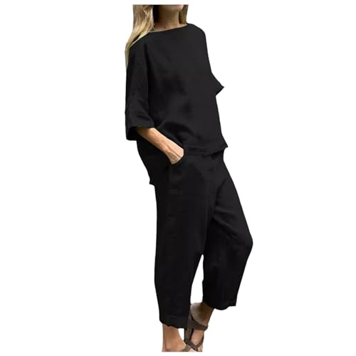 Conjunto sofisticado de ropa de noche para mujer con camiseta fina y pantalón de cintura alta