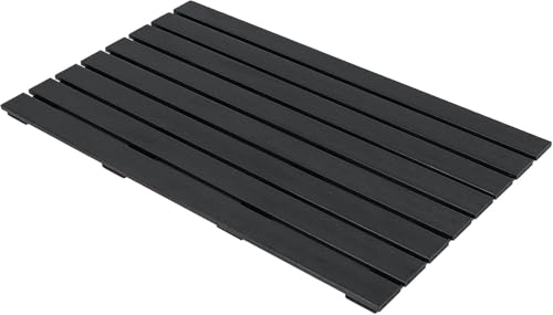RELAX4LIFE Bodenelement WPC 100 x 60 cm Duschplattform rutschfeste Bodenplatte mit Holzoptik Anti Rutsch Outdoor Duschmatte für Außendusche Solardusche Gartendusche Pooldusche Poolleiter Schwarz