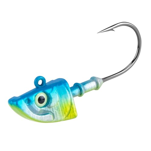 Dr.Fish 10 Pack Swimbait Jig Heads, Saltwater Fishing Jig Heads Minnow Style 3D Eyes Lead Weighted Hooks for Bass Walleye Flounder Striper Halibut Pompano Fishing, Blue&Silver 1/8oz