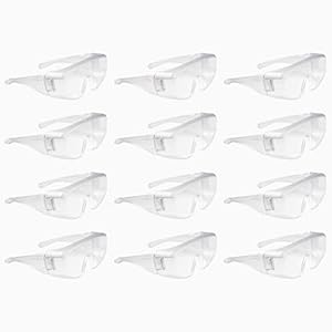 Wesion20 Schutzbrille 12er Pack | Arbeitsschutzbrille | Sicherheitsbrille | Made in Germany | Laborbrille | Industriebrille | DIN zertifiziert | für Brillenträger geeignet | Safety Glasses