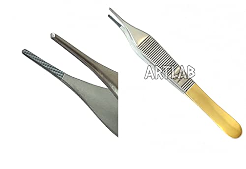 Premium German Stainless Tungsten Carbide TIP ADSON Forceps Tissue 1X2 Teeth ADSON Brown Forceps ADSON Dressing Forceps 4.75