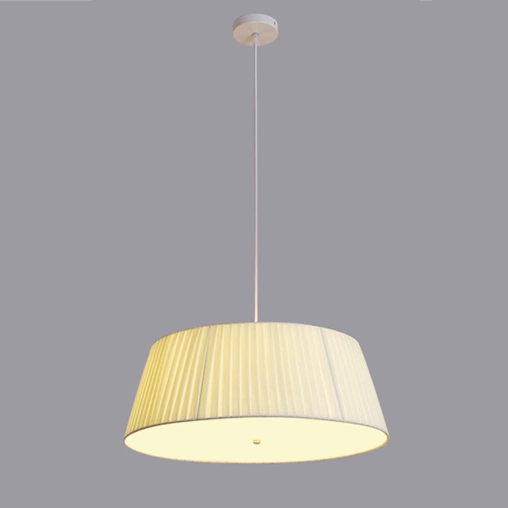 French Chandeliers For Dining Room,pendant Lamp With Drum Shaped Fabric Lampshade,Adjustable Height Living Room Light White/Beige Present