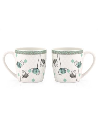 Image of Clay Craft Fine Ceramic Printed Coffee /Tea Cups Set of 6-200 ml Each - Alton 378, Tea Cup Set of 6, Microwave & Dishwasher Safe, Mugs for Coffee, Cups Set of 6, Mug Set, Gift Set, Ideal for Gifting